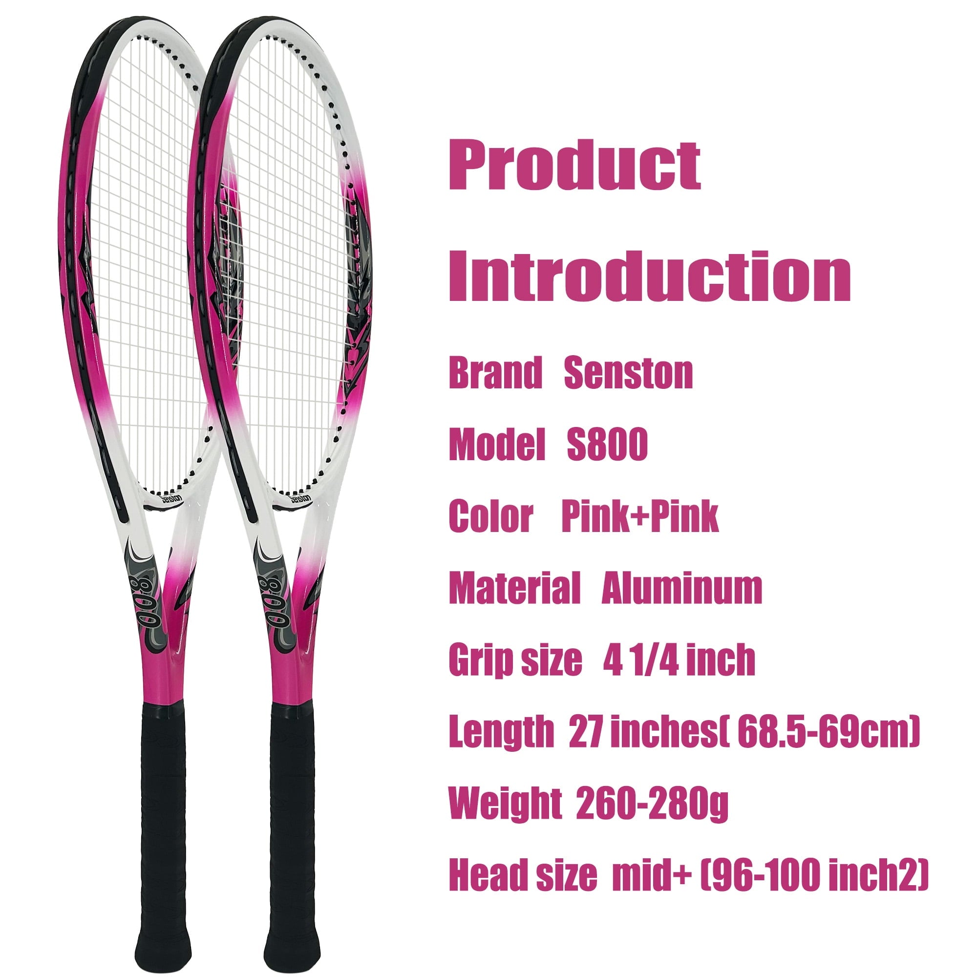 Senston Tennis Rackets for Adults 27 inch Tennis Racquets - 2 Player Tennis Racket Set with 3balls,2 Grips, 2 Vibration Dampers