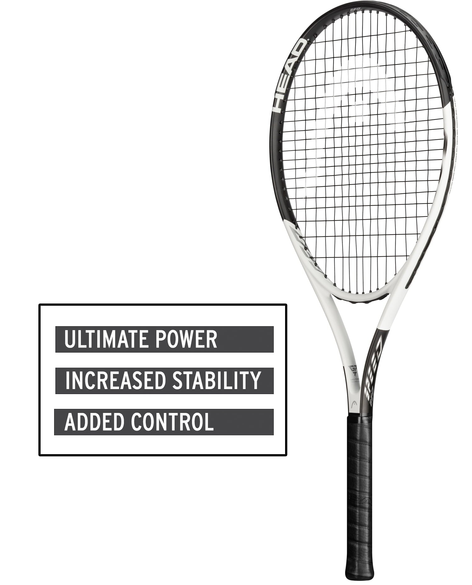 HEAD Geo Speed Adult Tennis Racquet, Pre-Strung, Black/White, 10.4 oz. Weight, 105 Sq. in. Racquet Head Size
