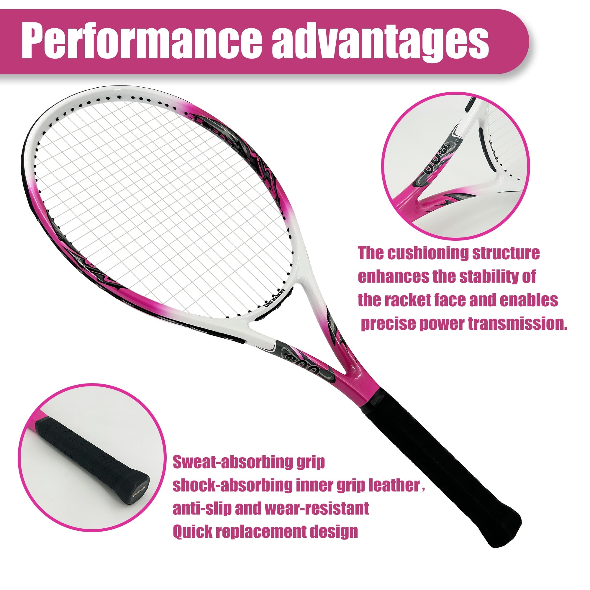 Senston Tennis Rackets for Adults 27 inch Tennis Racquets - 2 Player Tennis Racket Set with 3balls,2 Grips, 2 Vibration Dampers