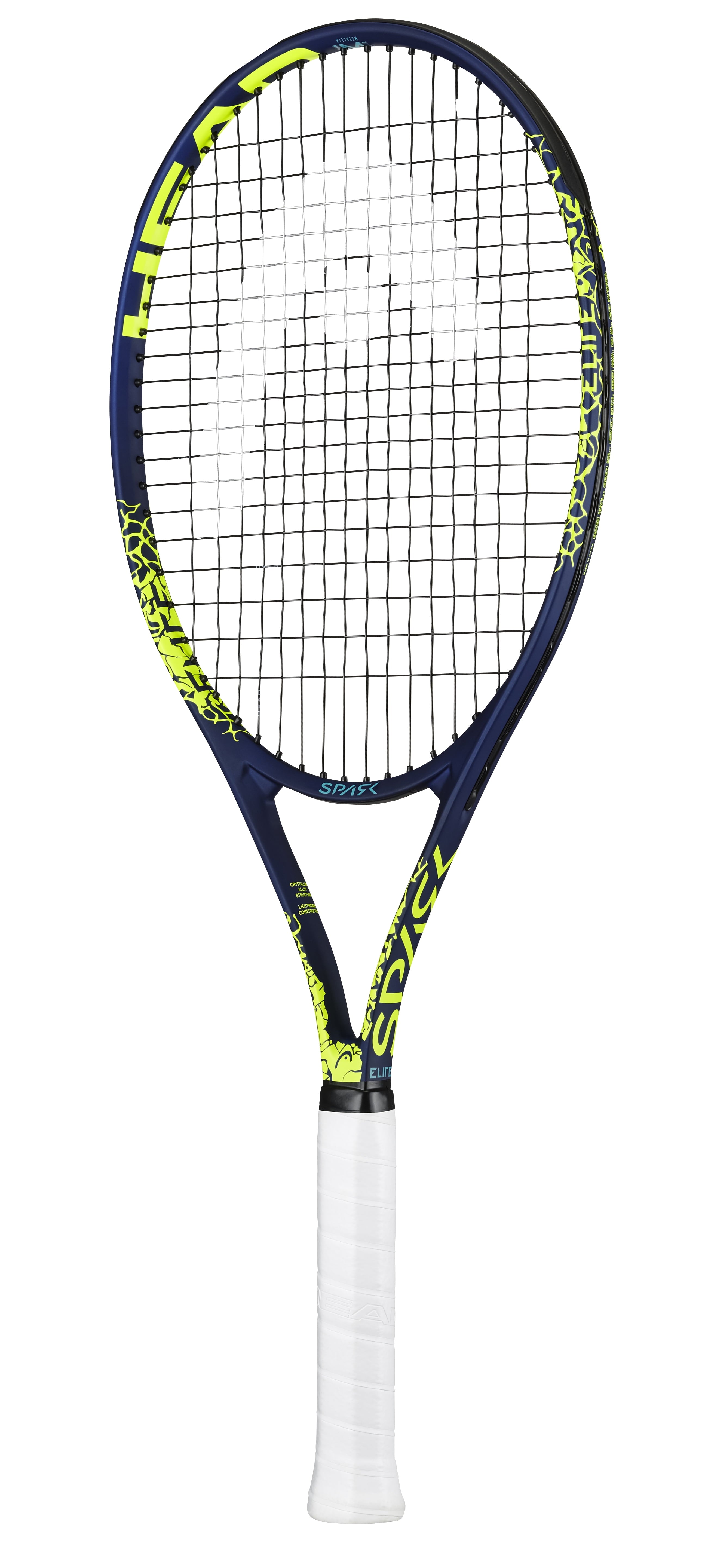 HEAD MX Spark Elite Adult Tennis Racquet, Strung, 27 In, 102 Sq. In. Head Size, Navy/Yellow, 9.3 Ounces