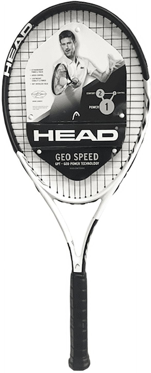 HEAD Geo Speed Adult Tennis Racquet, Pre-Strung, Black/White, 10.4 oz. Weight, 105 Sq. in. Racquet Head Size