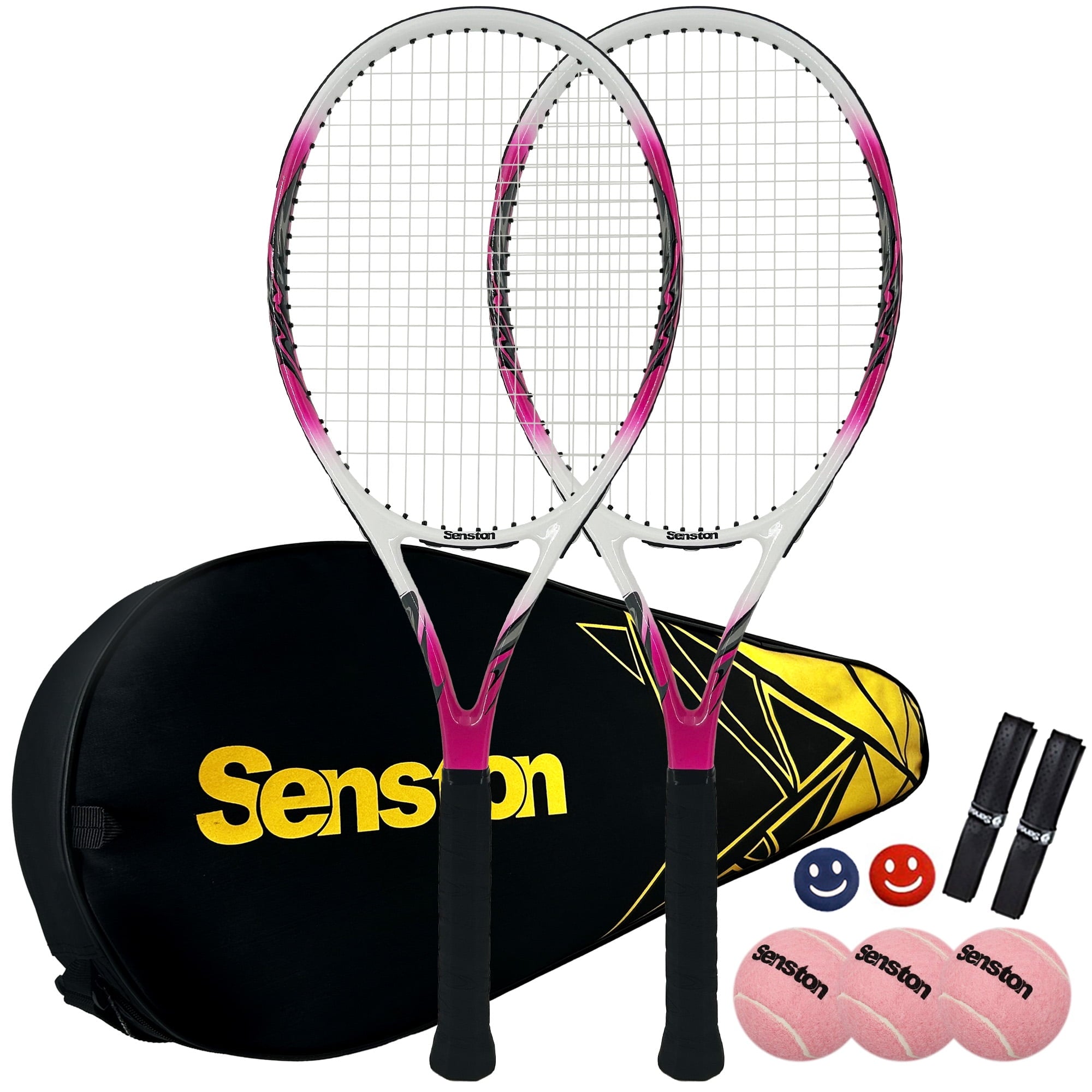 Senston Tennis Rackets for Adults 27 inch Tennis Racquets - 2 Player Tennis Racket Set with 3balls,2 Grips, 2 Vibration Dampers