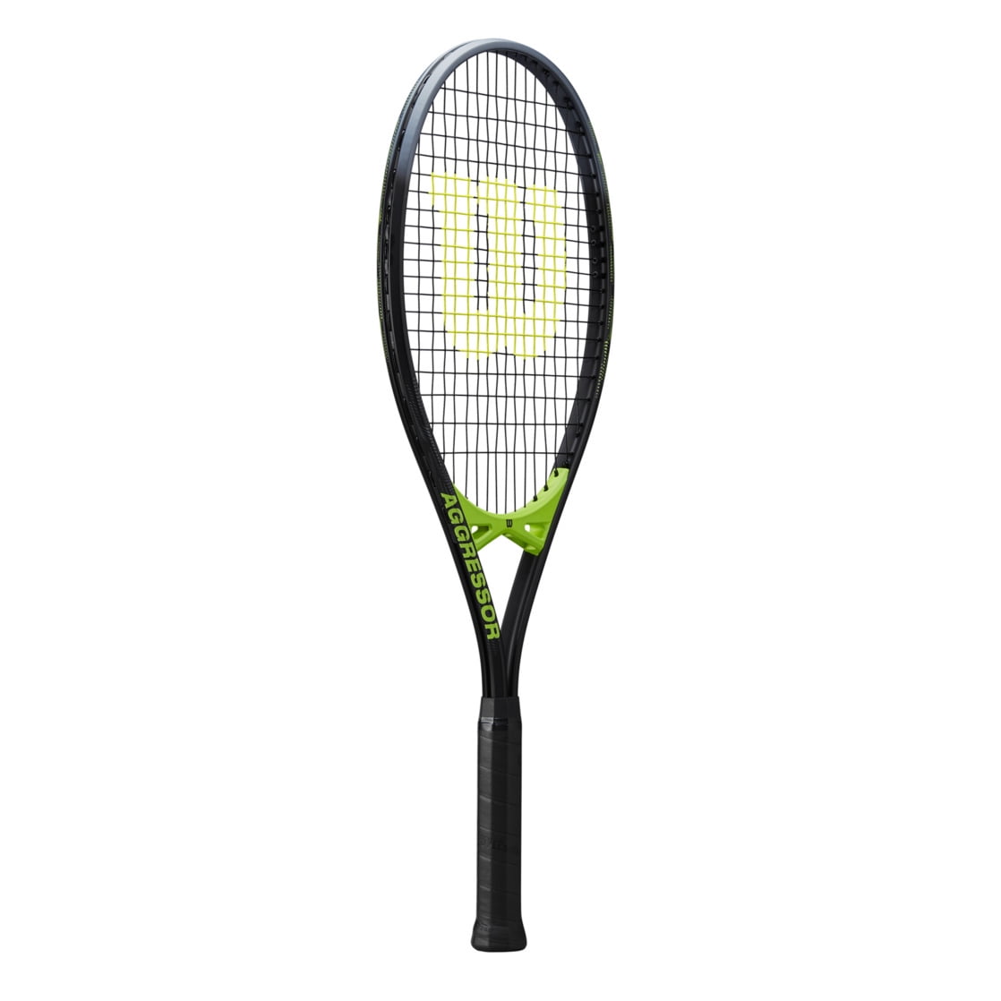 Wilson Aggressor Adult Recreational Tennis Racket - Black/Green, Grip Size 3 - 4 3/8"