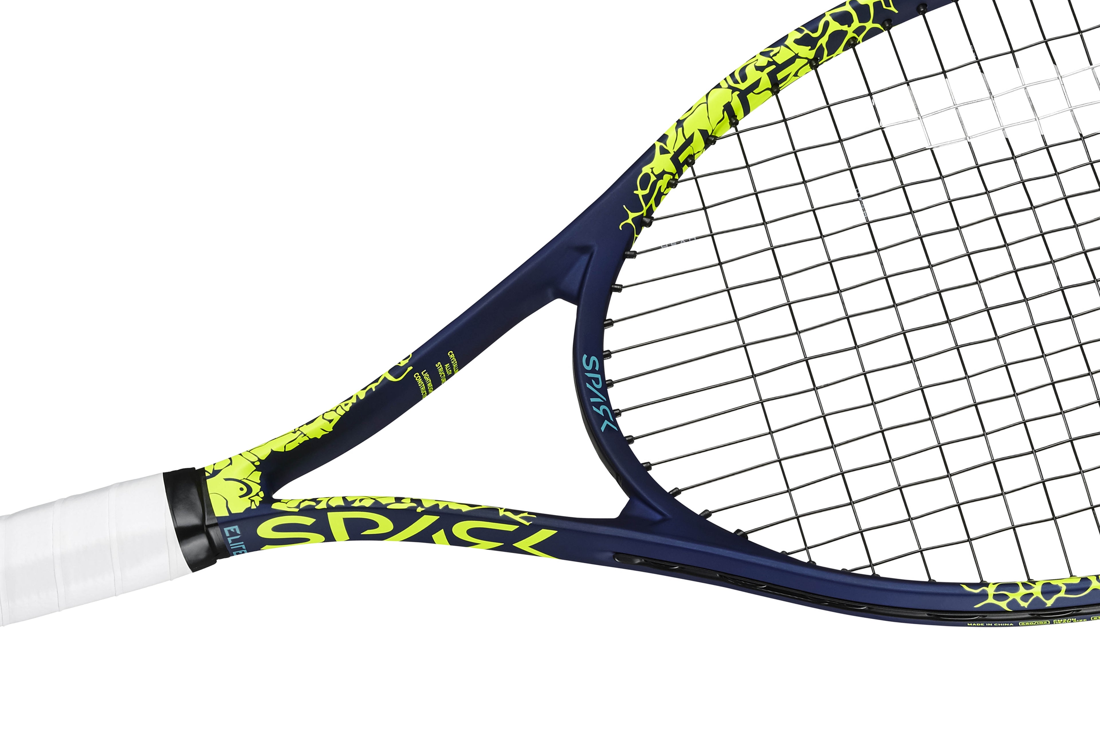 HEAD MX Spark Elite Adult Tennis Racquet, Strung, 27 In, 102 Sq. In. Head Size, Navy/Yellow, 9.3 Ounces