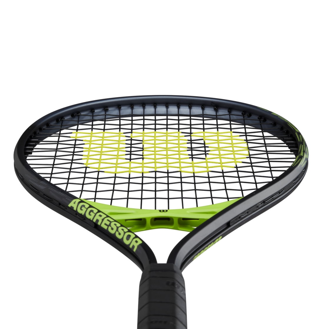 Wilson Aggressor Adult Recreational Tennis Racket - Black/Green, Grip Size 3 - 4 3/8"