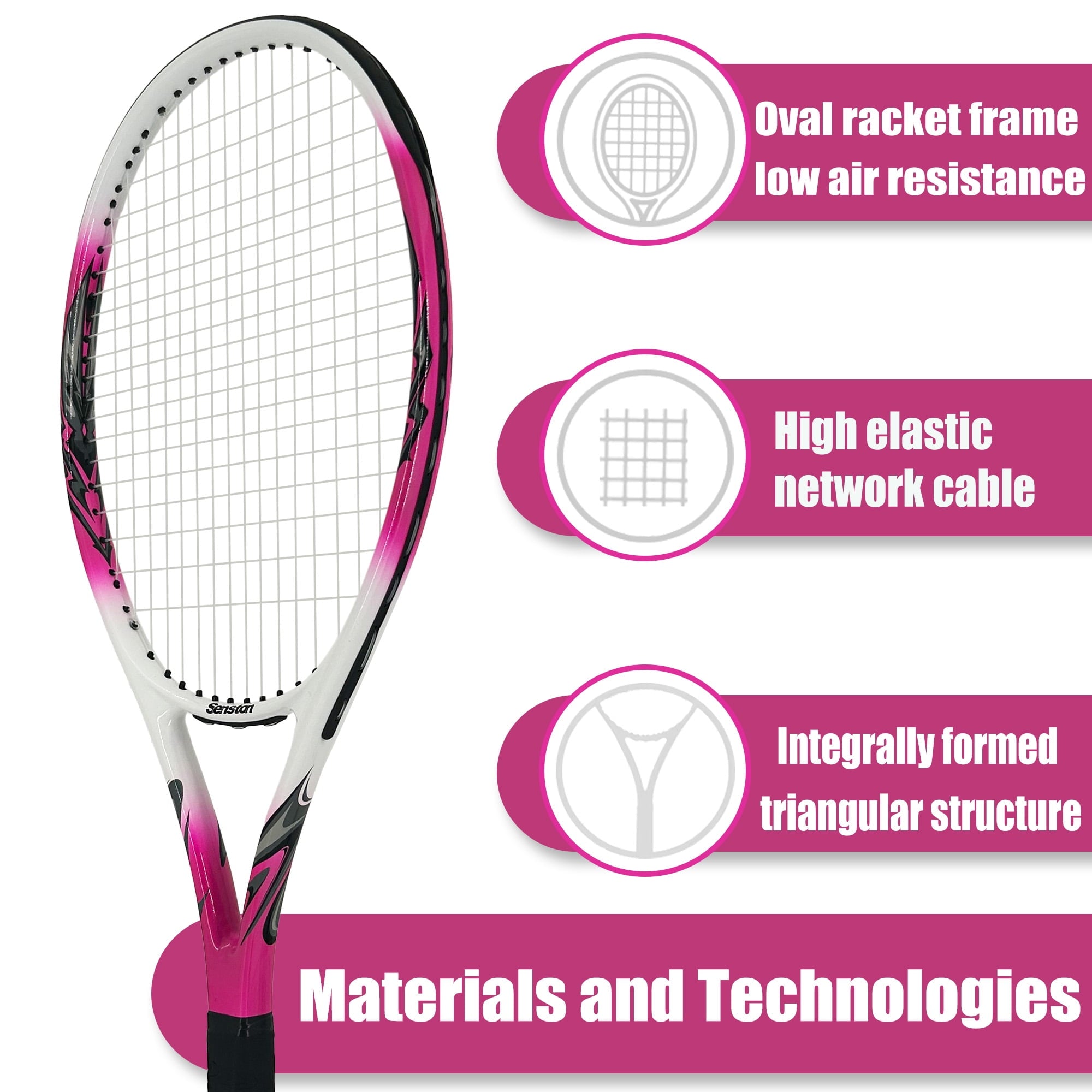 Senston Tennis Rackets for Adults 27 inch Tennis Racquets - 2 Player Tennis Racket Set with 3balls,2 Grips, 2 Vibration Dampers