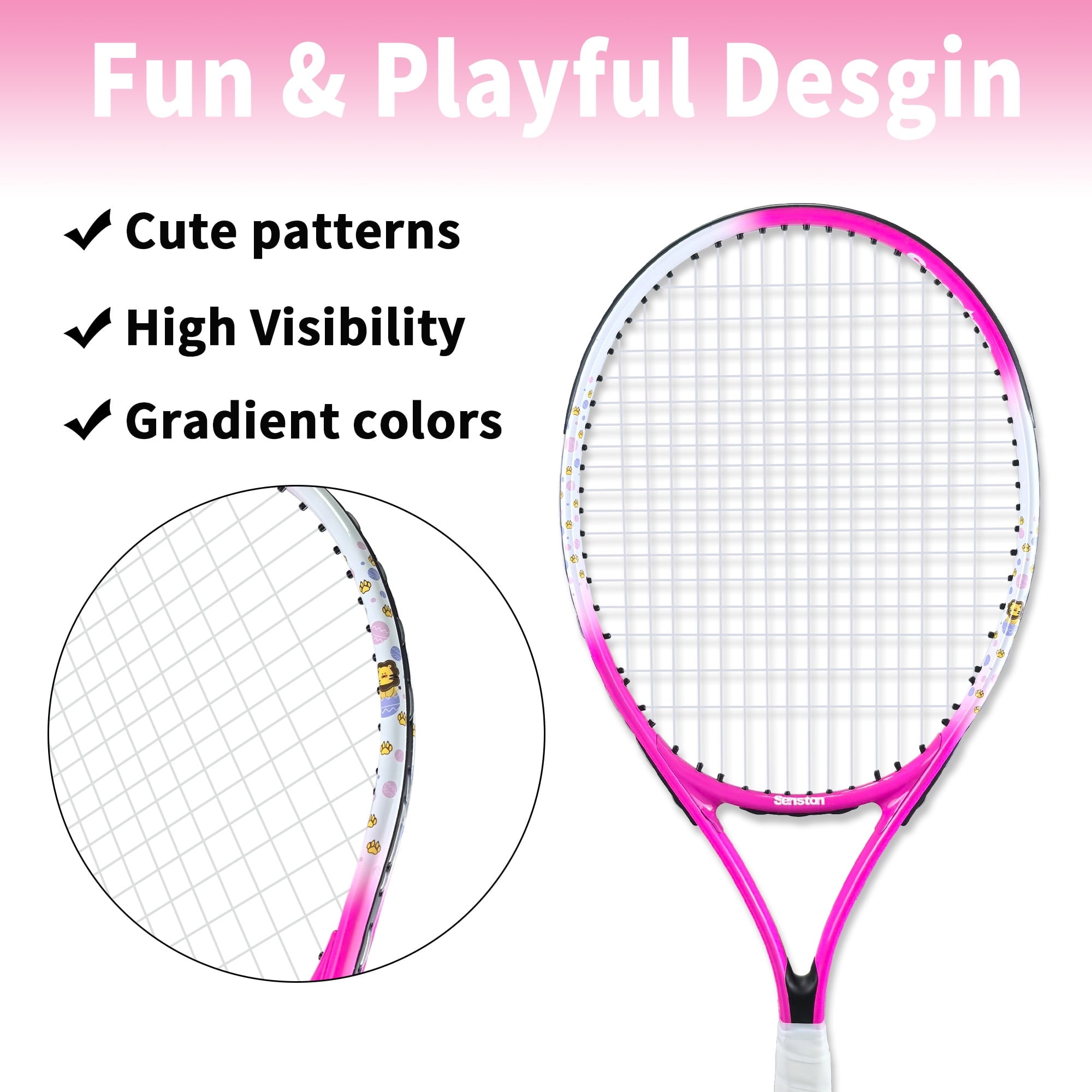 Senston Kids Tennis Racket Set (17 & 23 Inch) - Junior Tennis Racquet, Lightweight Aluminum Frame, Includes Cover