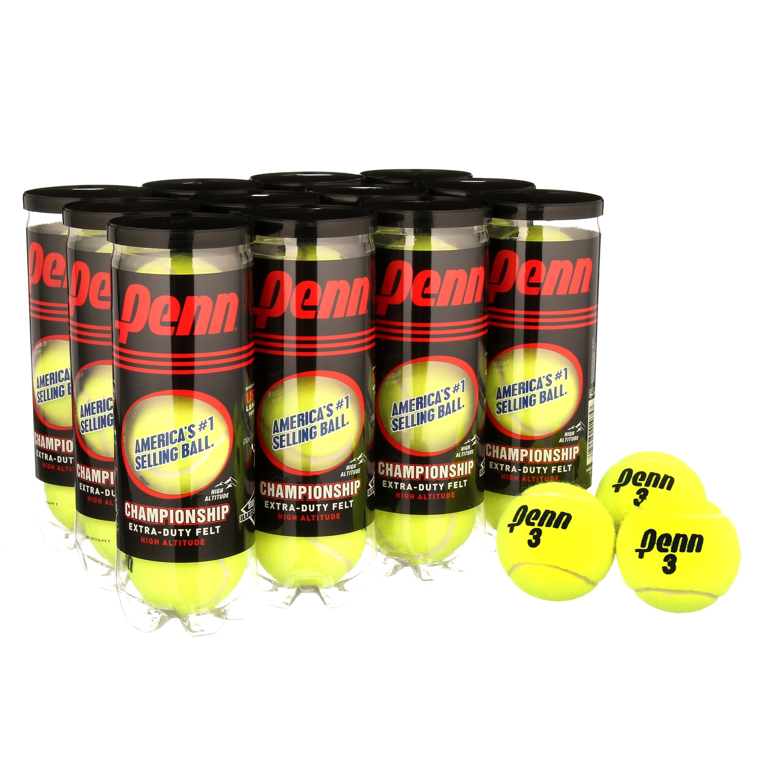 Penn Championship Extra Duty, High Altitude Tennis Balls (12 Cans, 36 Balls)